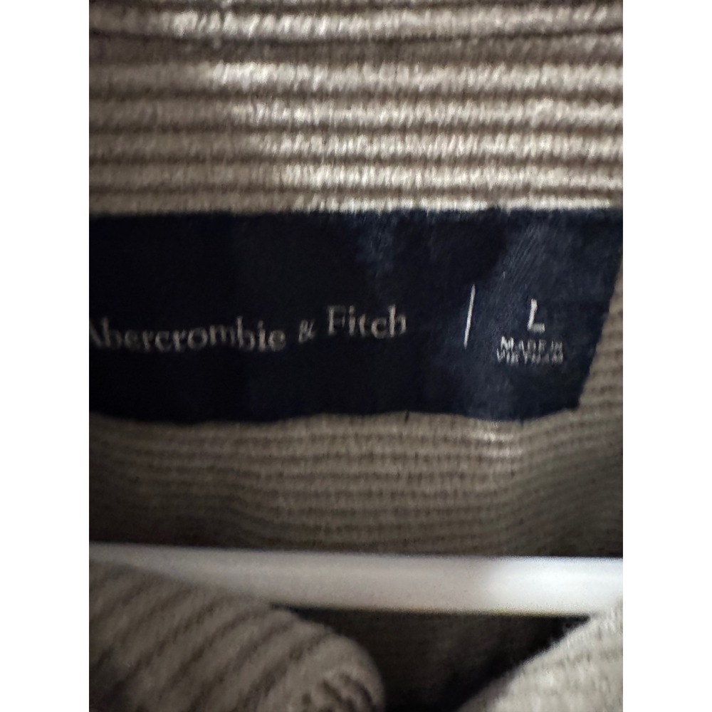 Abercrombie & Fitch Mens Large Tan Wide Wale Corduroy Button Down Shirt - Picture 3 of 7